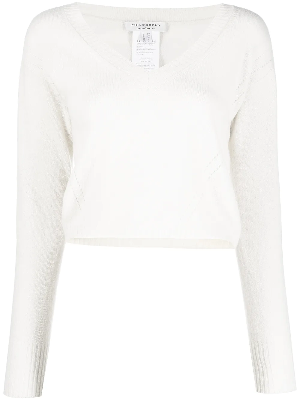 Click to view more detailed imagery on our partner's website Philosophy Di Lorenzo Serafini Cropped Cashmere-wool Jumper In Weiss