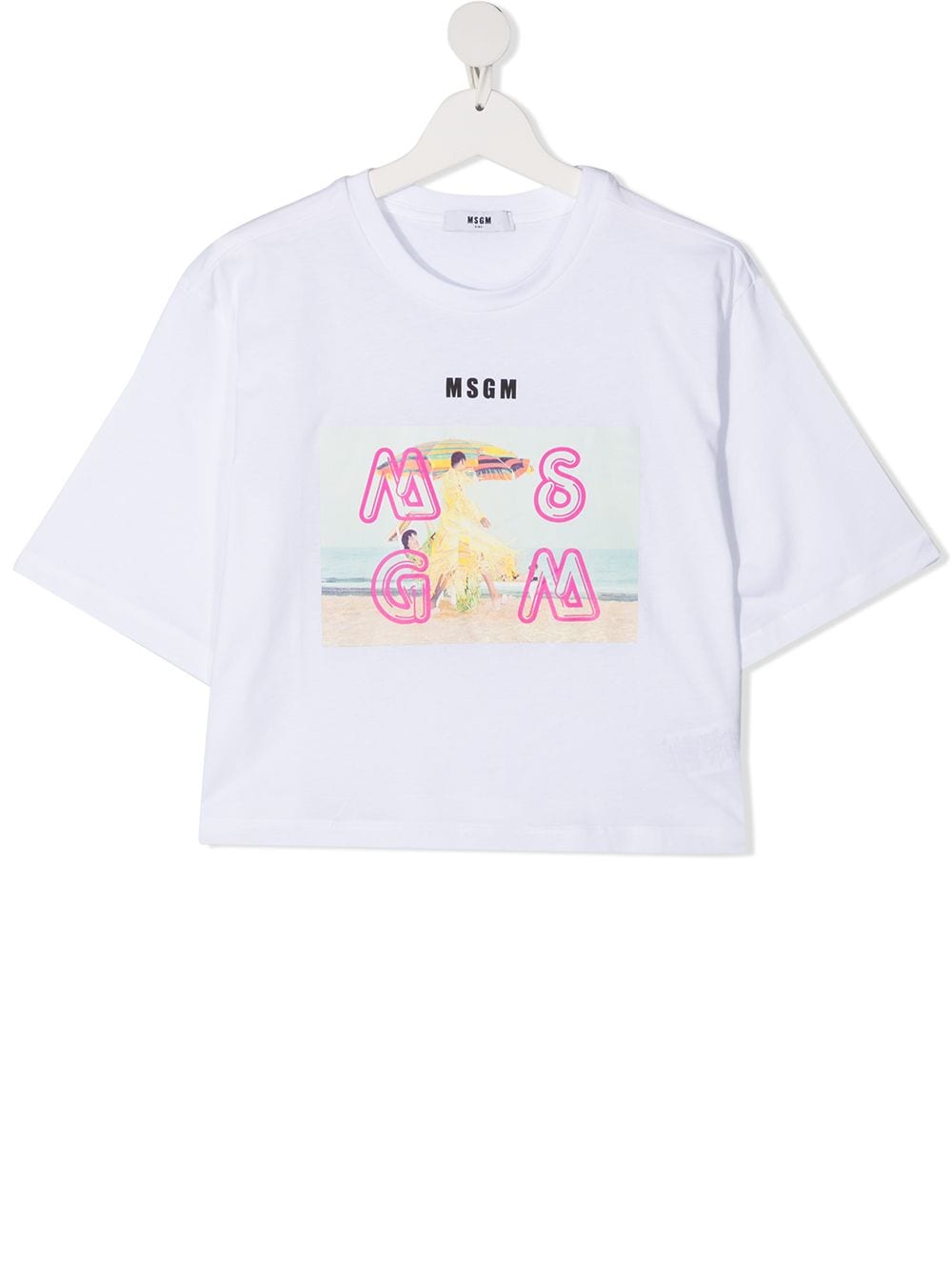 фото Msgm kids укороченная футболка с графичным принтом