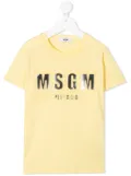 MSGM Kids logo print T-shirt - Yellow