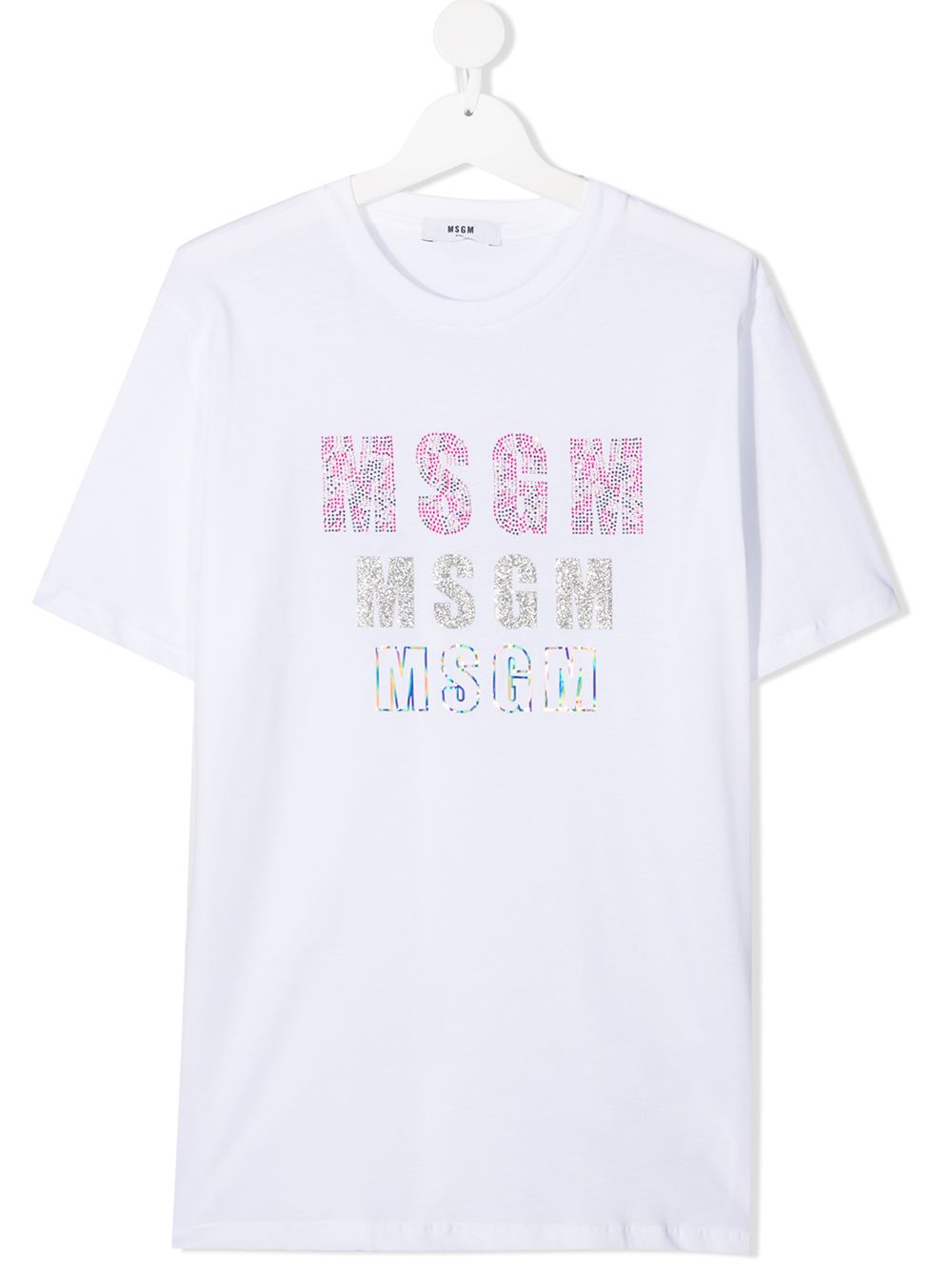 фото Msgm kids футболка с логотипом и заклепками