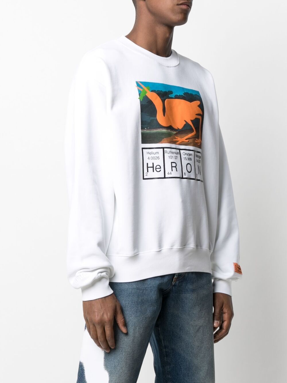 фото Heron preston crewneck heron cutout white orange