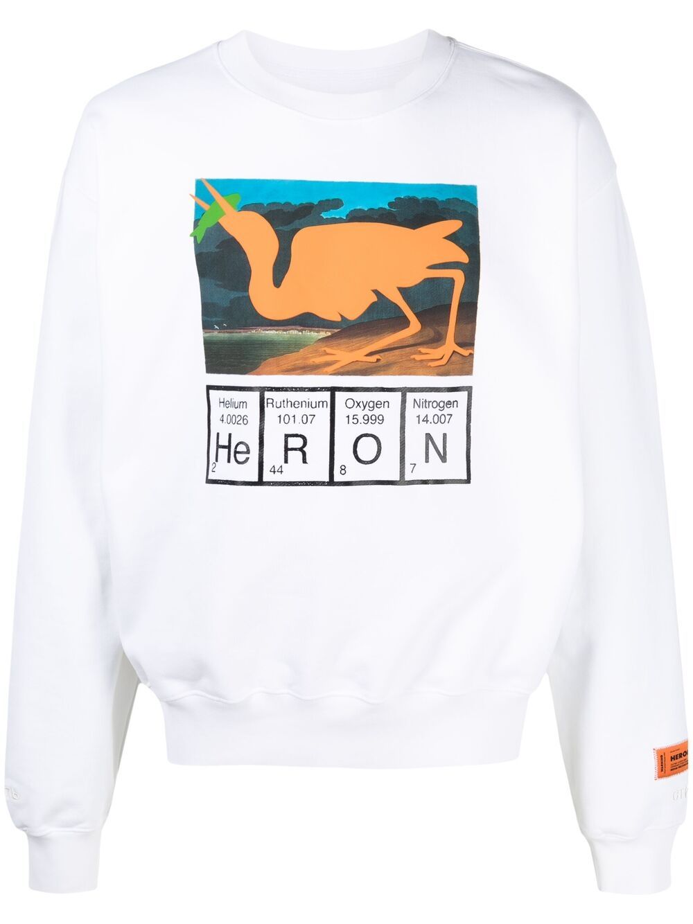 фото Heron preston crewneck heron cutout white orange