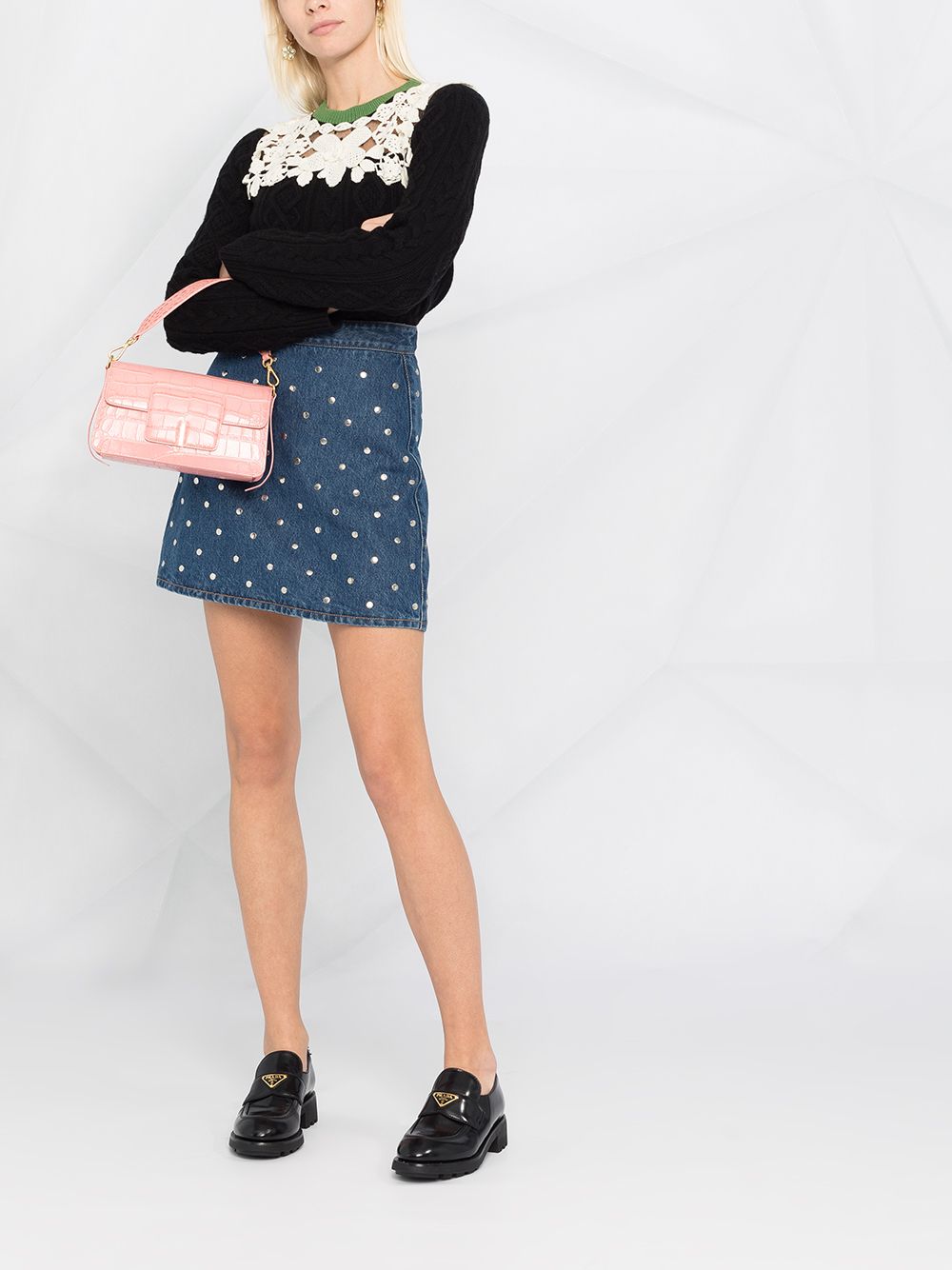 фото Red valentino lace-insert cable-knit jumper