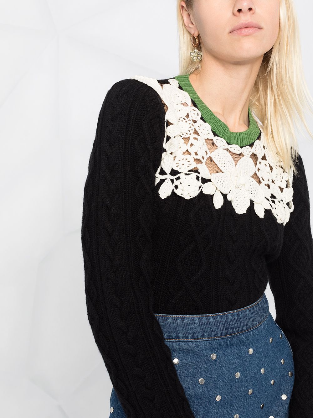 фото Red valentino lace-insert cable-knit jumper