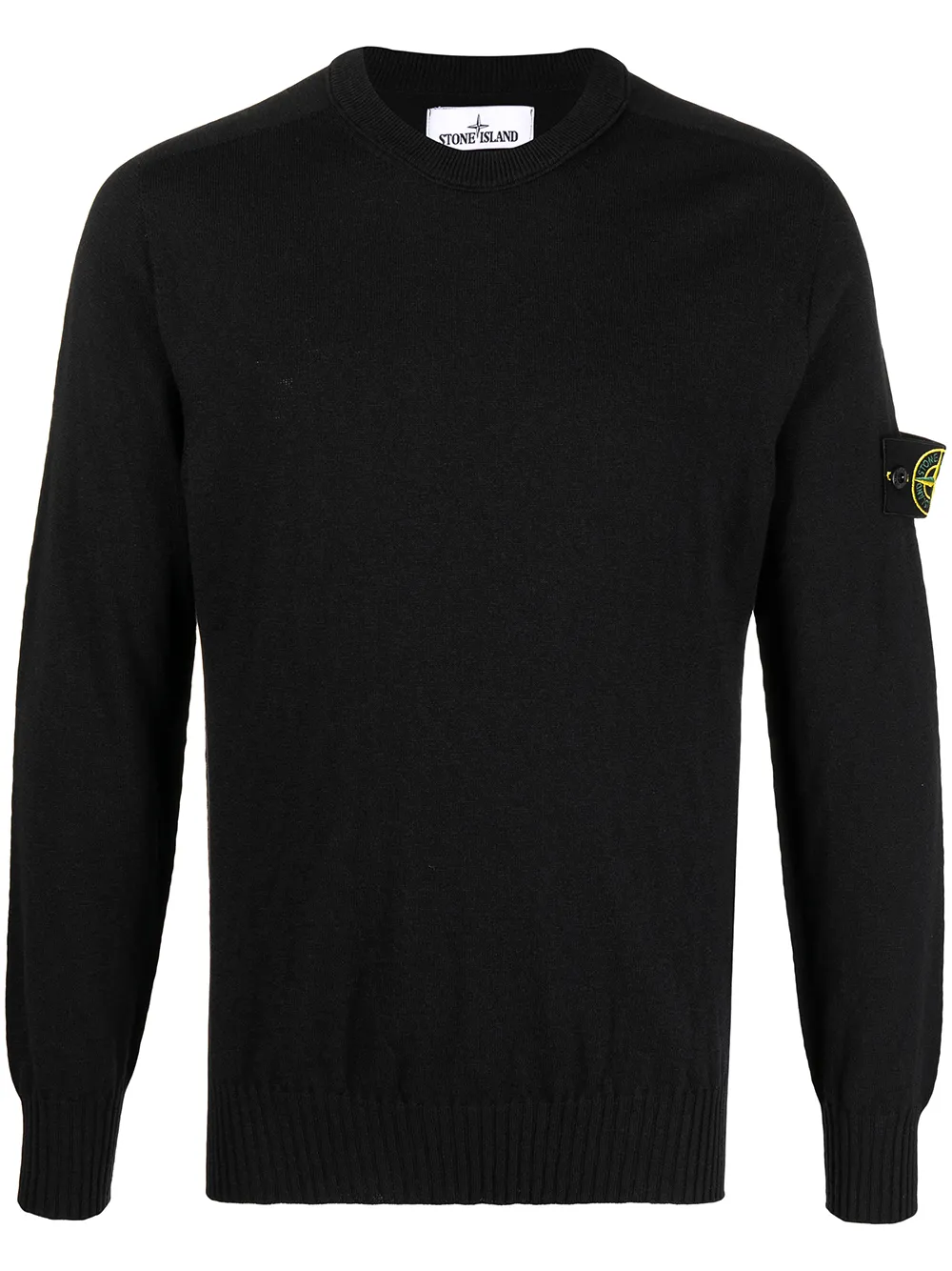 Click to view more detailed imagery on our partner's website Stone Island Logo Patch Knitted Jumper In Black