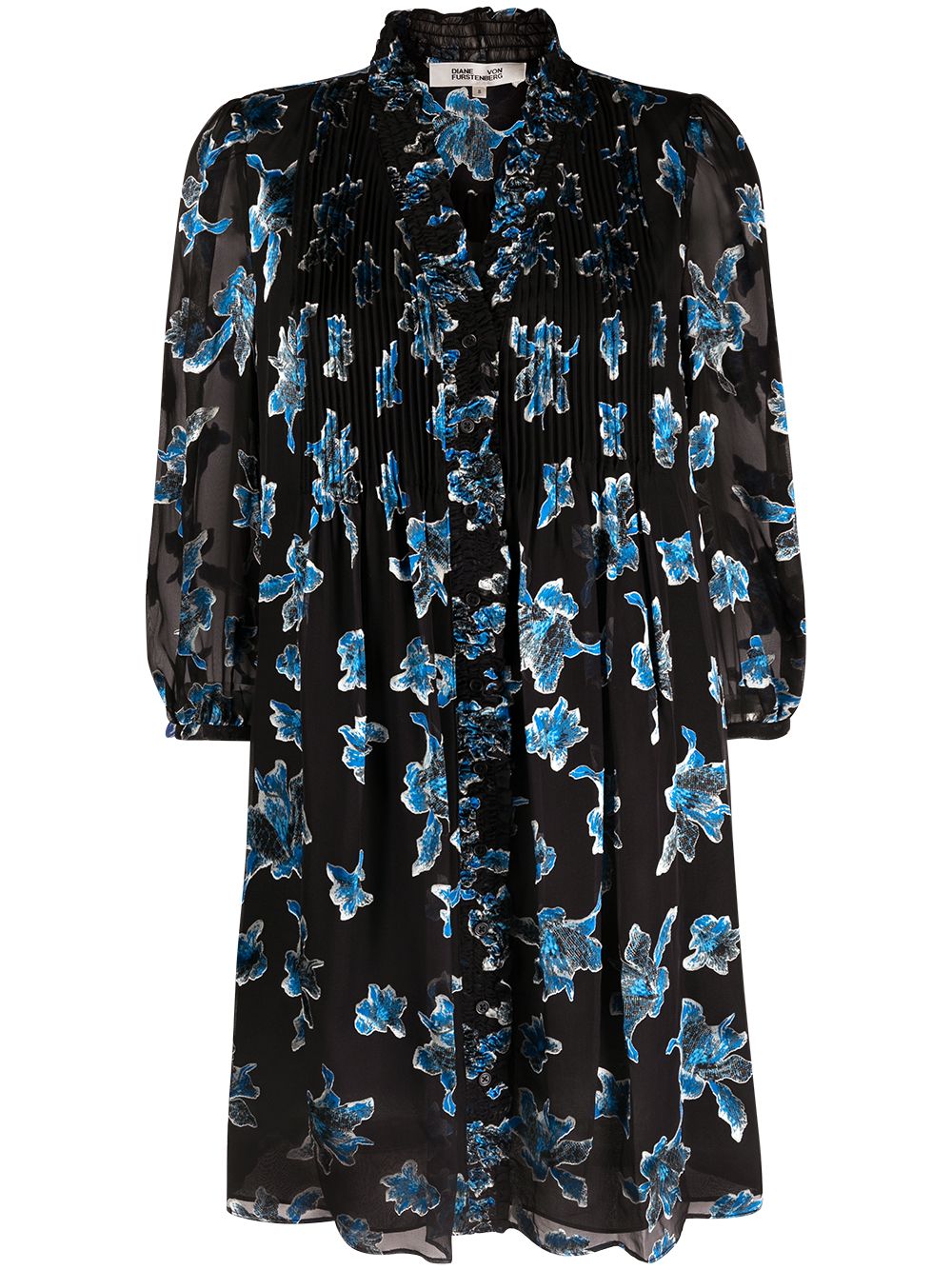 фото Dvf diane von furstenberg layla orchid rain-print mini dress