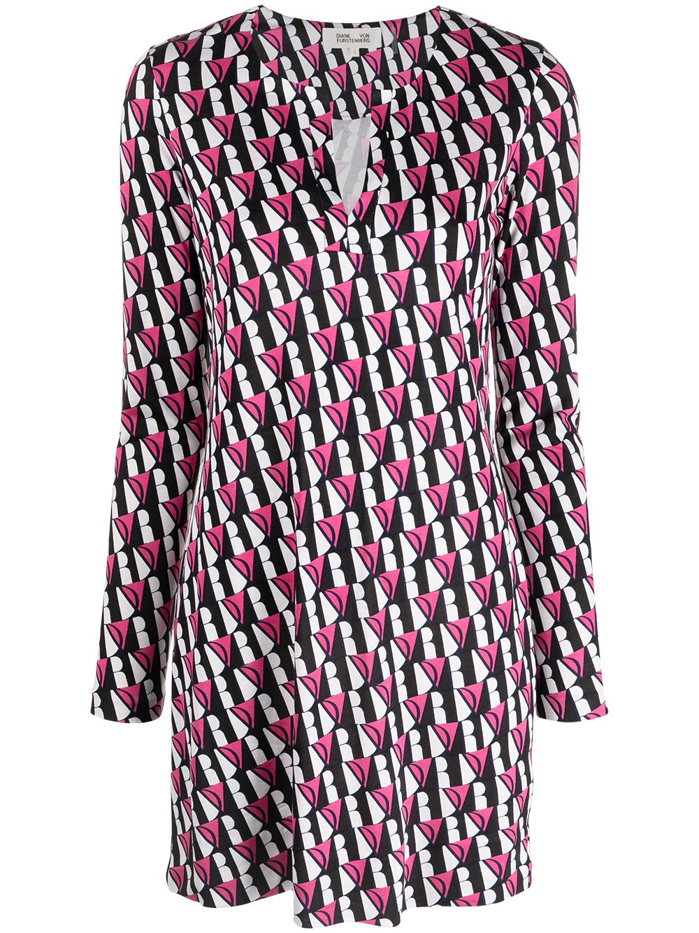 фото Dvf diane von furstenberg reina logo stripe-print silk dress