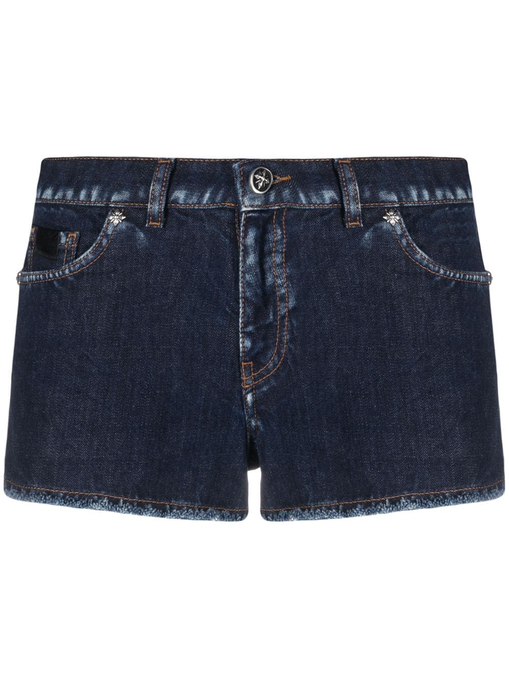 John Richmond Graphic-print Denim Shorts In Blue