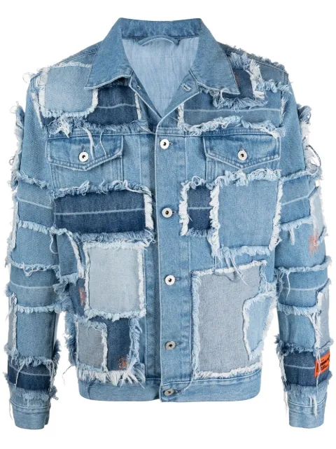 patchwork denim jacket mens