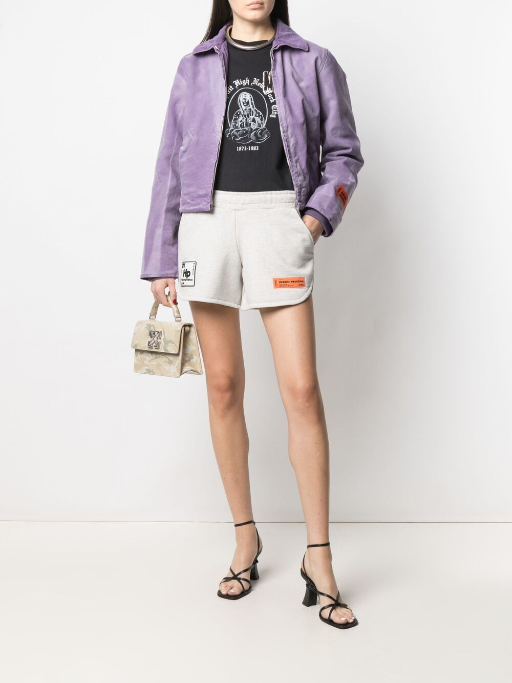 фото Heron preston jogging shorts periodic grey melange whi