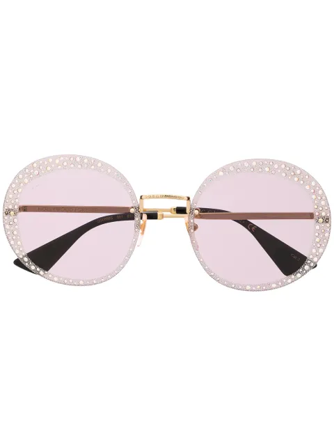 Gucci Eyewear crystal-embellished round-frame sunglasses