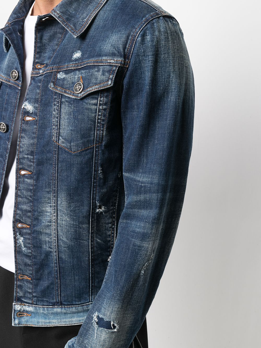 фото John richmond джинсовая куртка с эффектом потертости