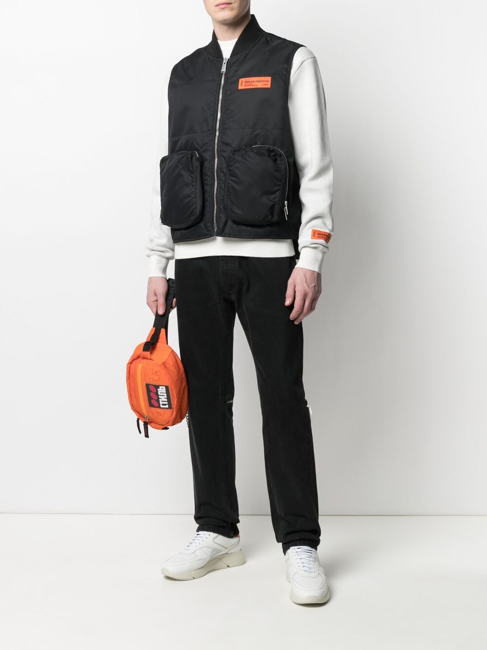 Shop Heron Preston Zip Pocket Vest Jacket In Black