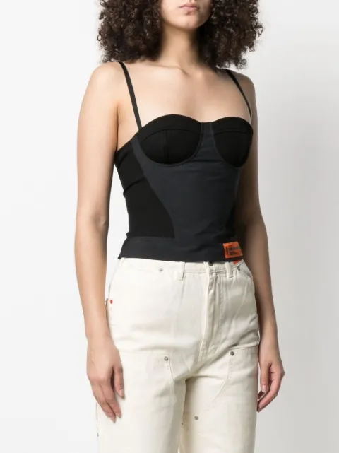Heron Preston logo-patch corset top 