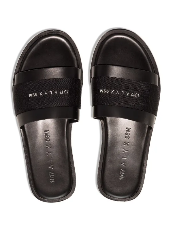 1017 ALYX 9SM logo-plaque Leather Slides - Farfetch