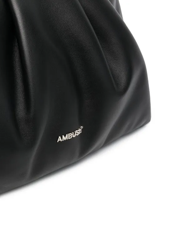 Black Frame Detail Ruched Clutch Bag