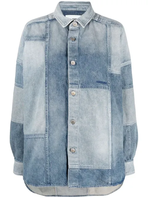 blue patchwork cotton denim shirt 