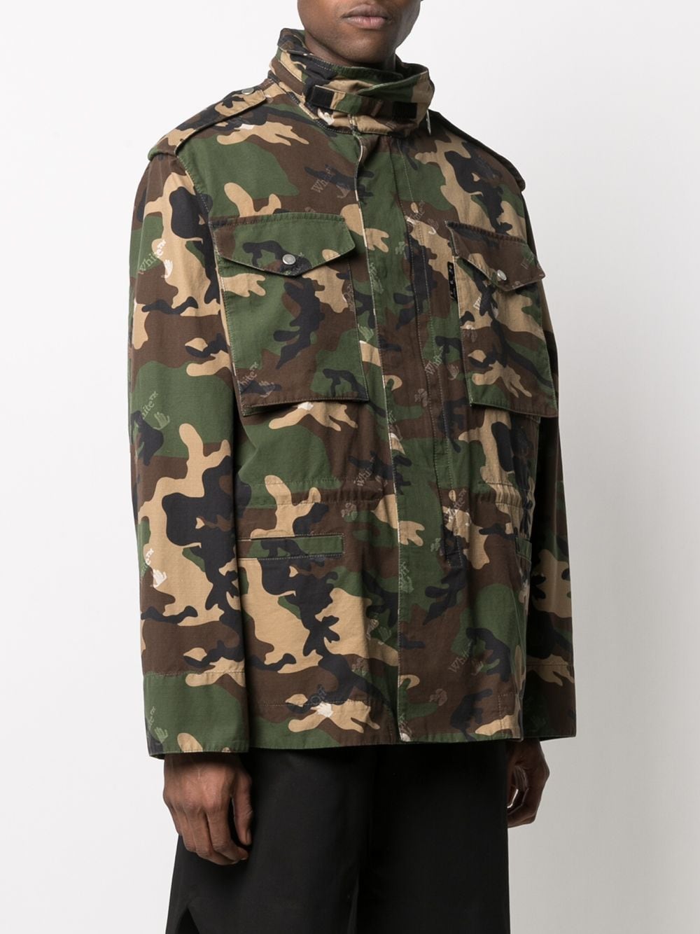 Shop Off-White camouflage-print zip-up bomber jacket with Express ...