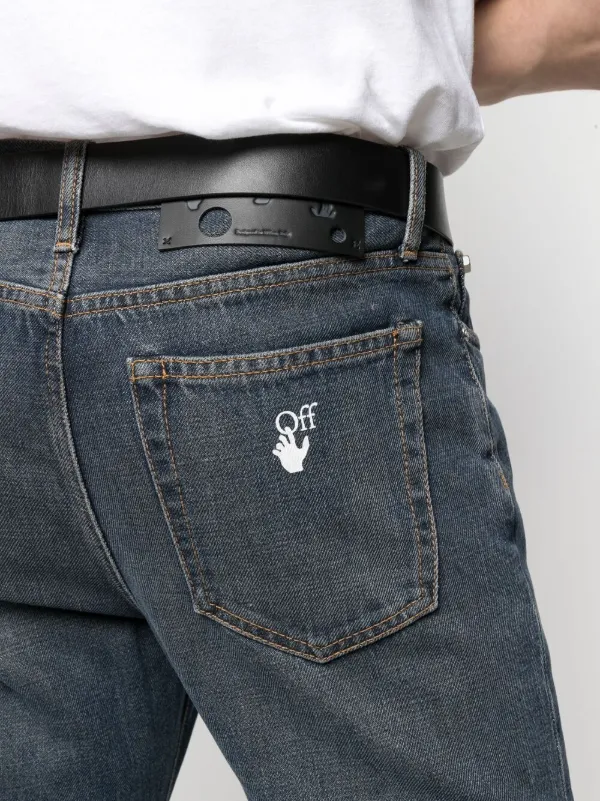 Off white distressed jeans hotsell