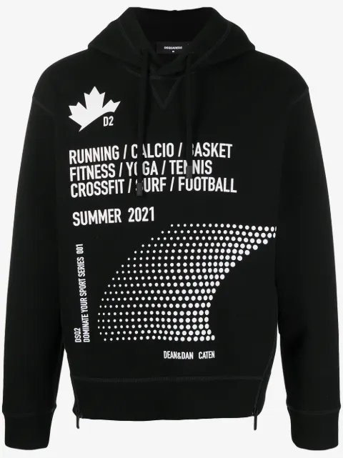 DSQUARED2 zipped side slogan print hoodie