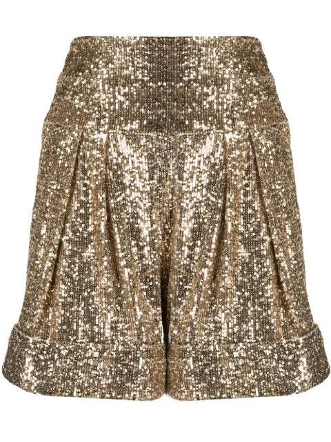 Balmain short brodé de sequins à taille haute