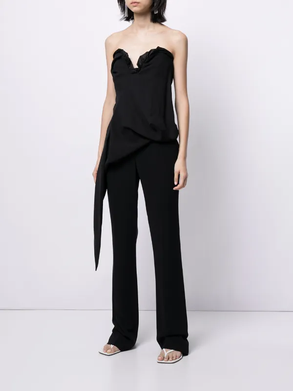 AMBUSH ruffle-detail Croset Top | Black | FARFETCH