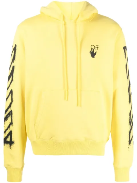 Shop yellow Off-White Spray marker slim-fit hoodie with Express ...