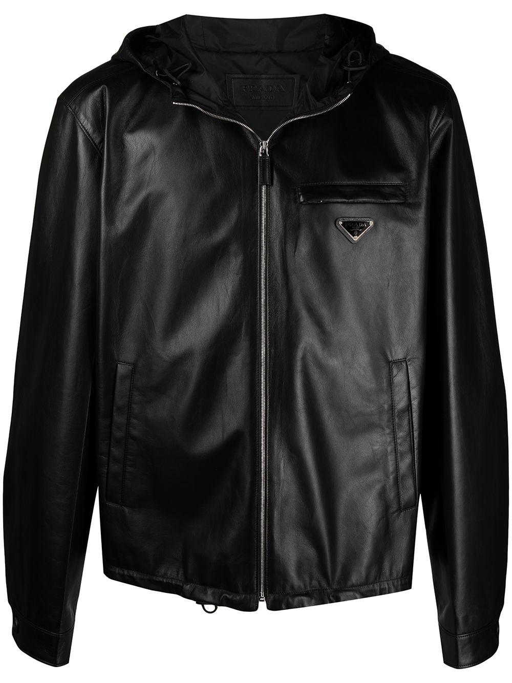 Prada logo-plaque zipped jacket - Black