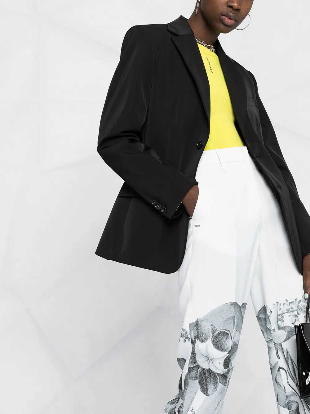 Off-White Broek met botanische print Wit