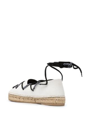 CANVAS LACES FLAT ESPADRILLAS WHITE BLAC展示图