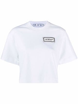 Shop Off-White logo patch cropped T-shirt with Express Delivery - FARFETCH