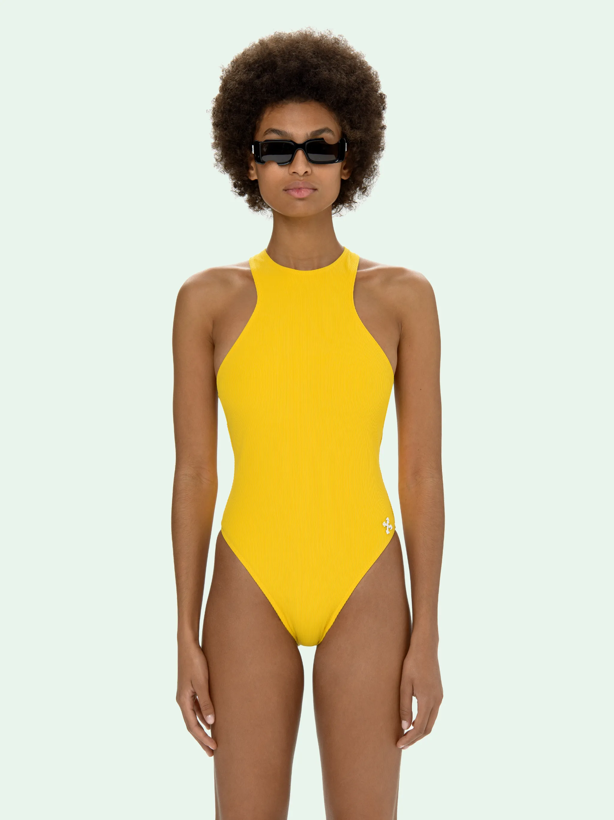 white and yellow swimsuit
