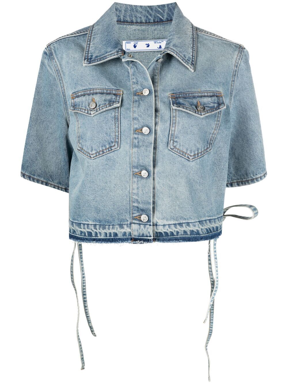 Off-White Cropped Frayed Denim Shirt - Farfetch