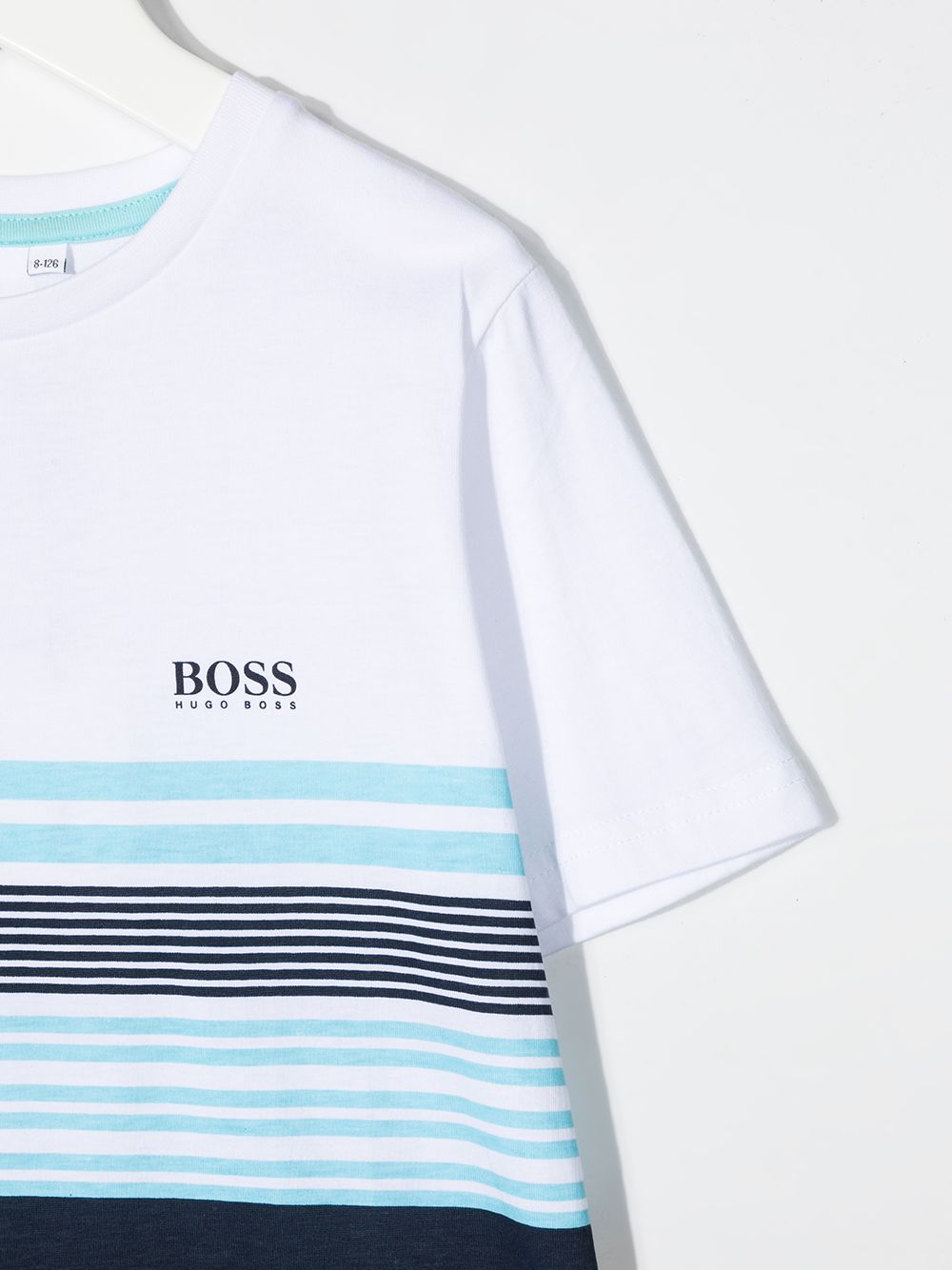 Shop Bosswear Striped Logo Print T-shirt In Blue