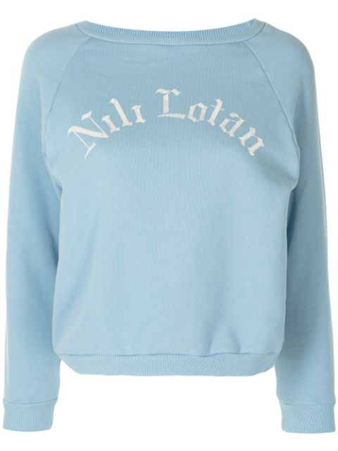 Shop blue Nili Lotan logo-print sweatshirt with Express Delivery - Farfetch