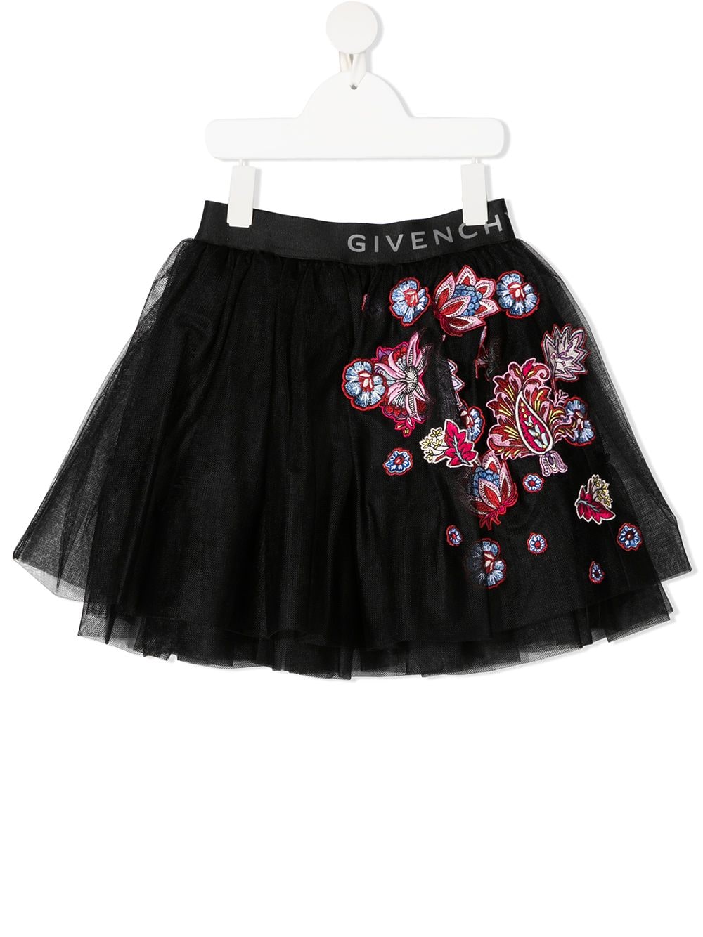 фото Givenchy kids пышная юбка с цветочной вышивкой