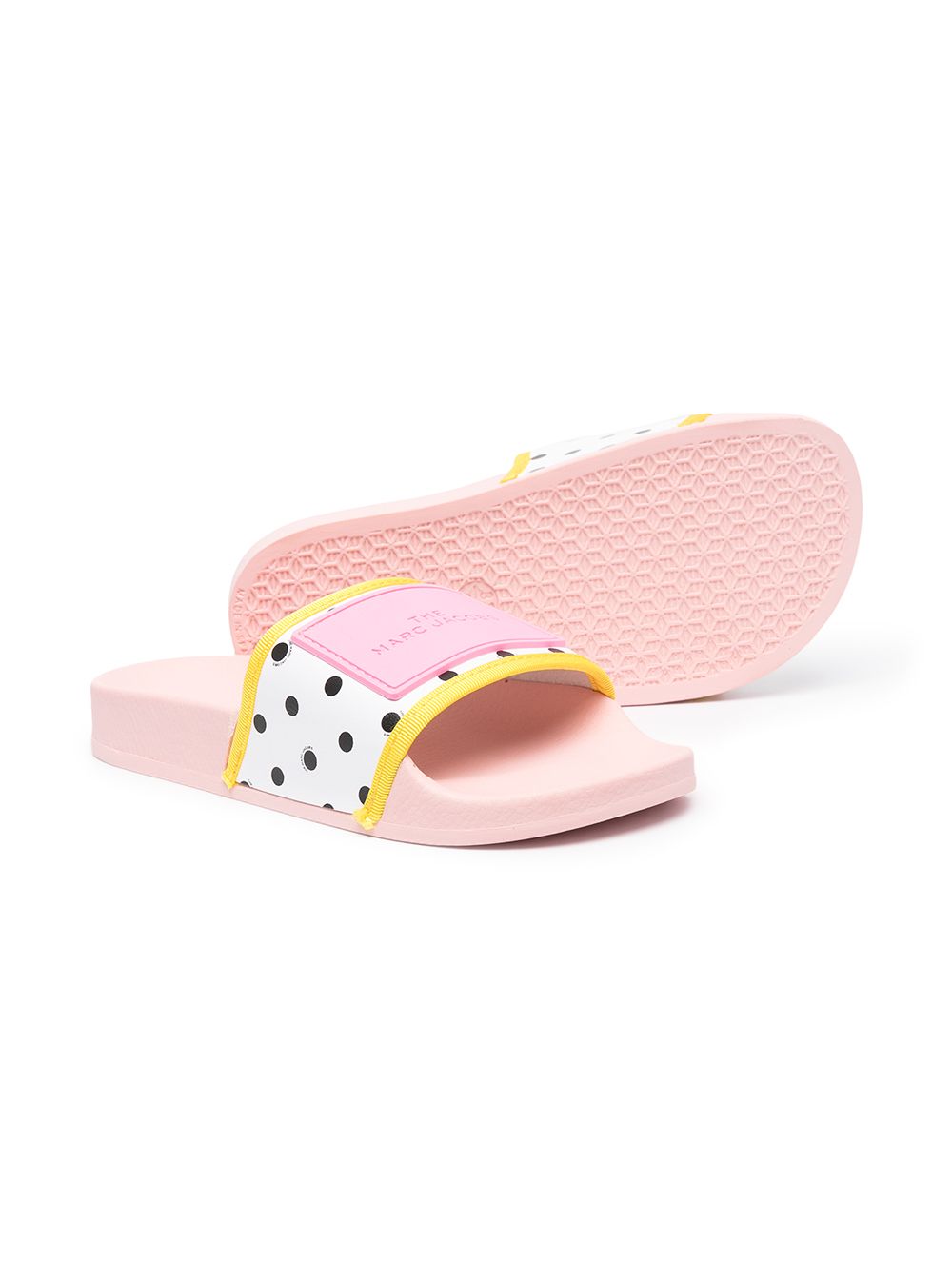 Shop The Marc Jacobs Polka-dot Logo-patch Pool Slides In Pink