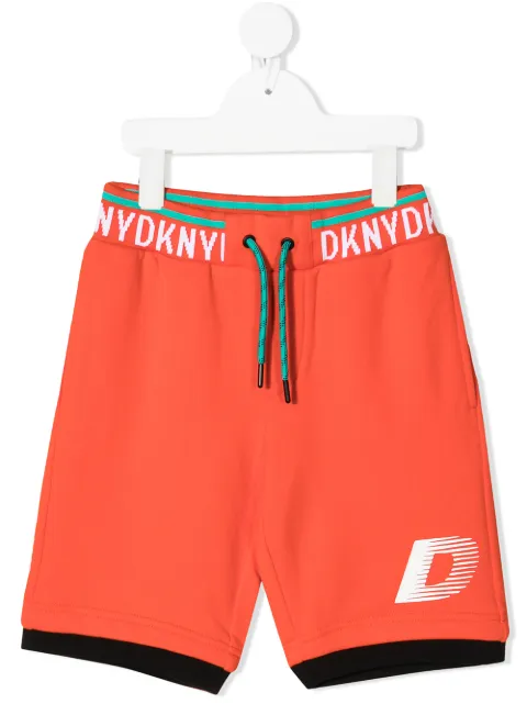 Dkny Kids logo-tape cotton shorts