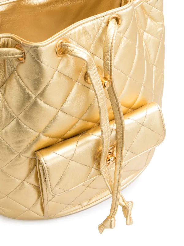 CHANEL Pre-Owned 1992 CC diamond-quilted Backpack | Gold  display picture 2