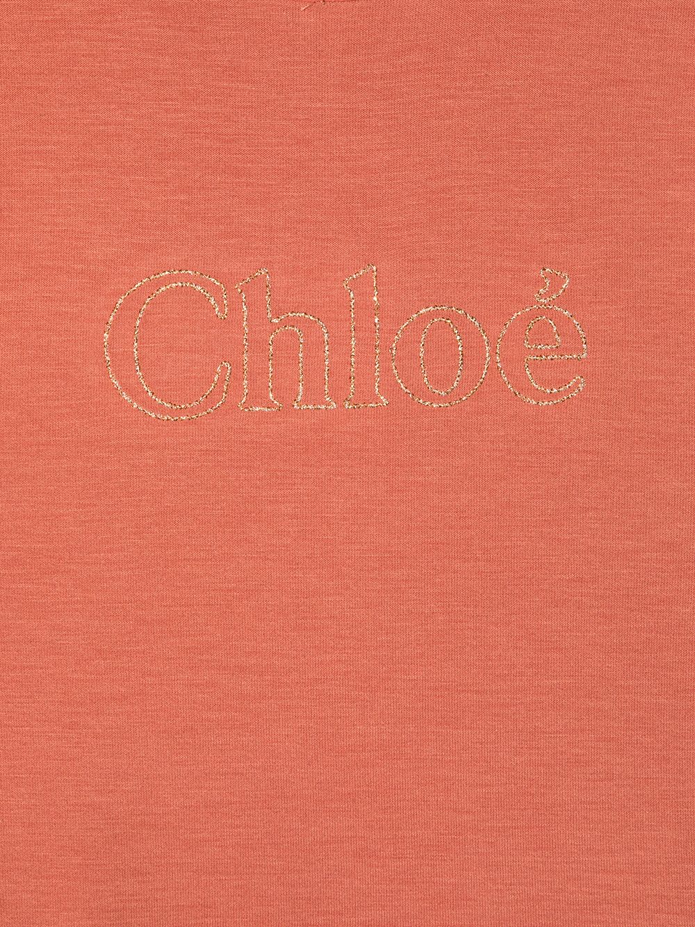 Shop Chloé Logo Print Cotton Playsuit In Pink