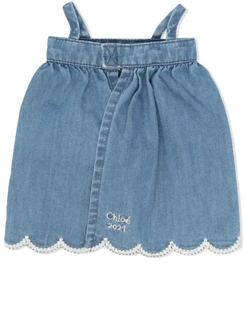 Chloé Kids أفرول جينز بأطراف صدفية