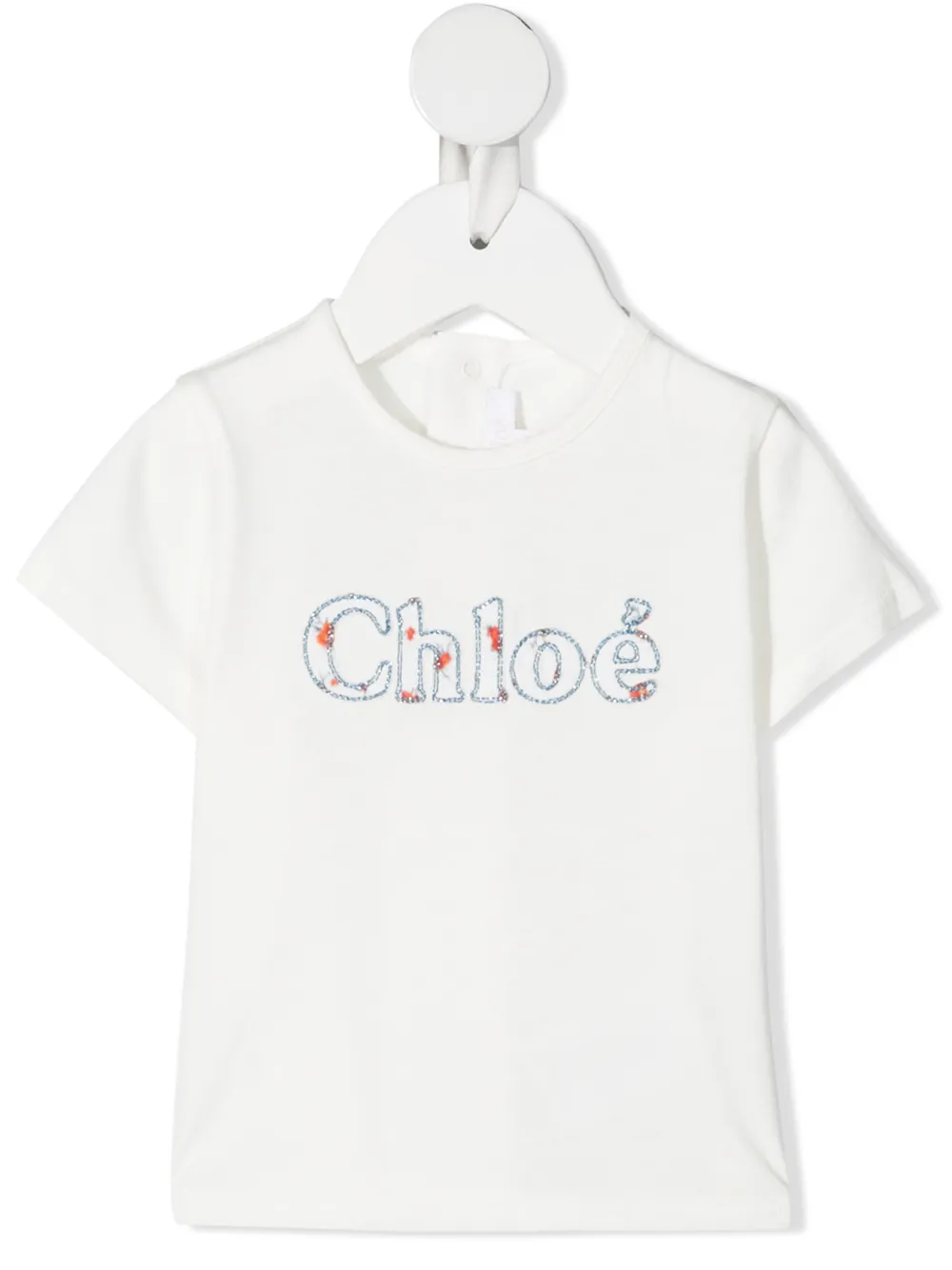 

Chloé Kids playera con logo bordado - Blanco