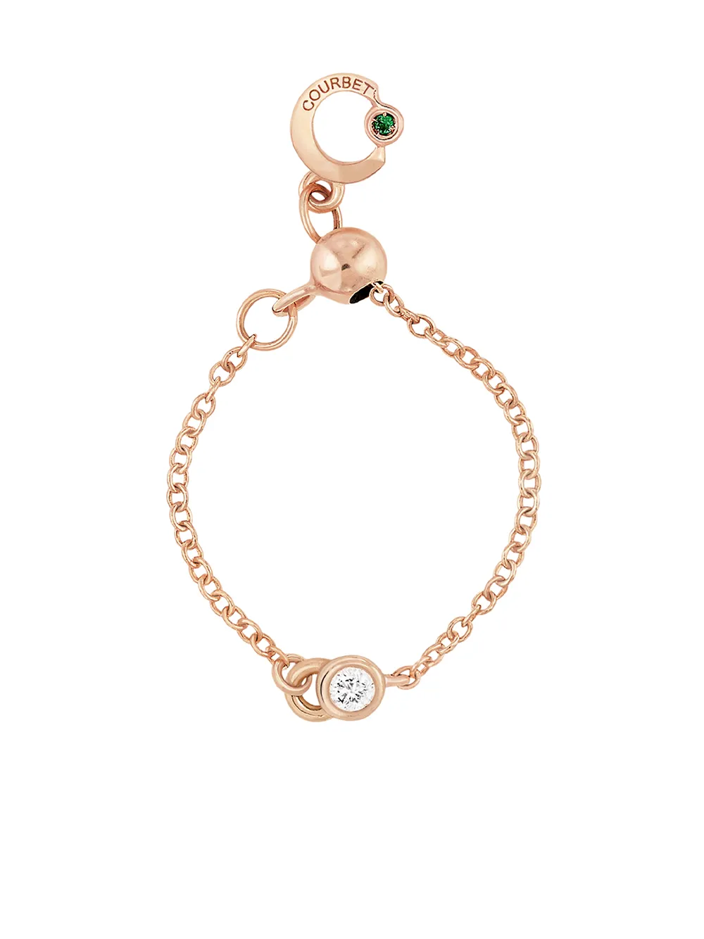 18kt recycled rose gold laboratory-grown diamond CO adjustable chain ring