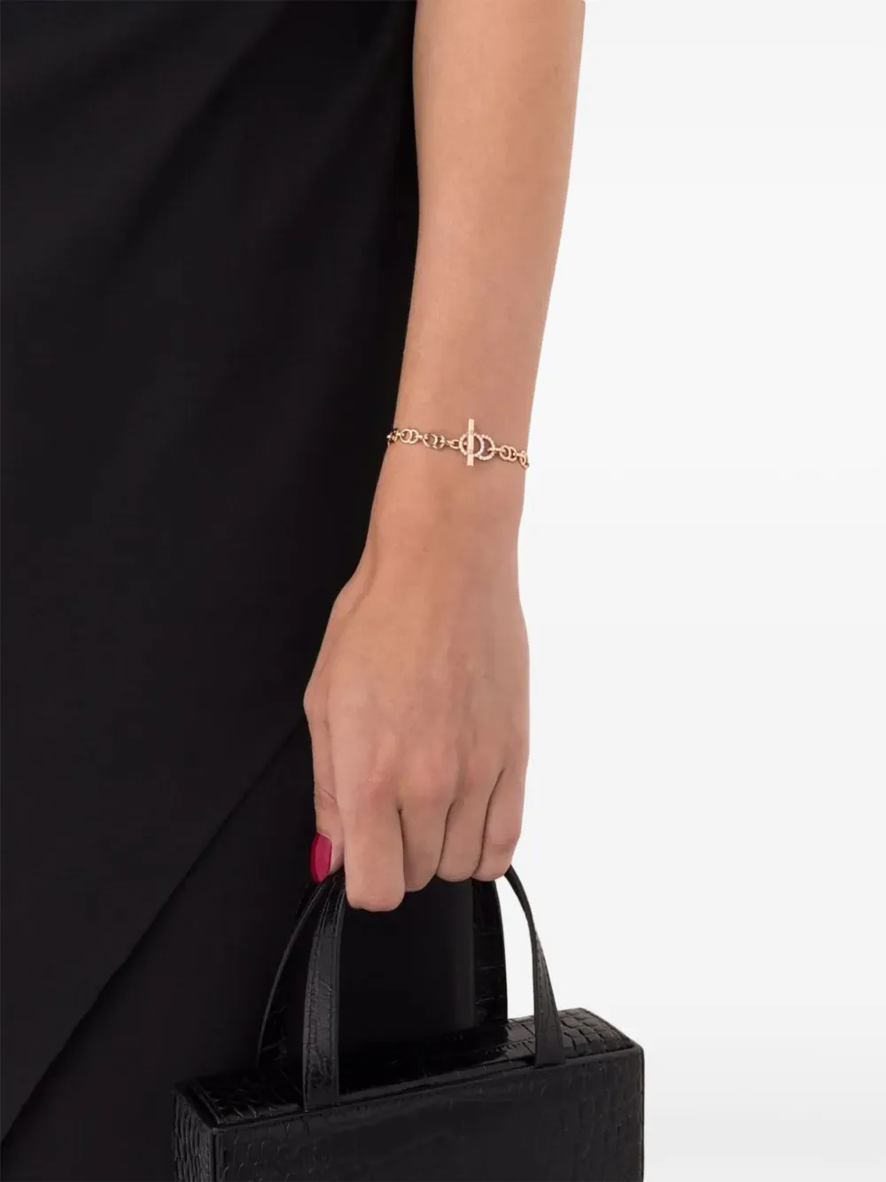  Courbet 18kt Recycled Rose Gold Celeste Laboratory-grown Diamond Pavé Set Clasp Chain Bracelet - Pink 