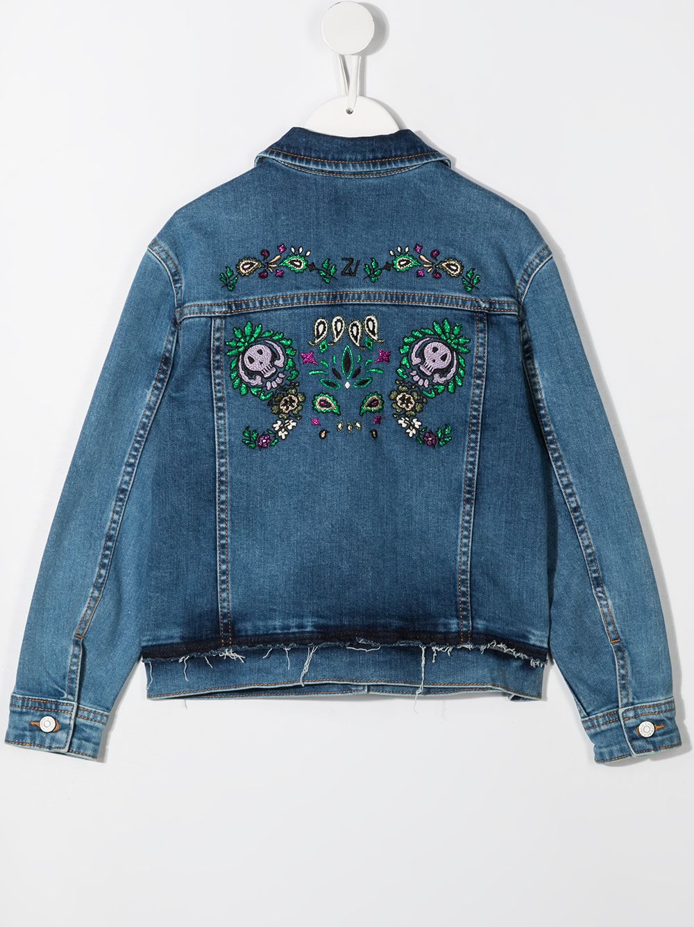 paisley-embroidered denim jacket