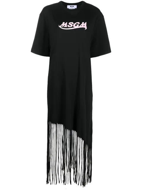 MSGM fringed long T-shirt dress