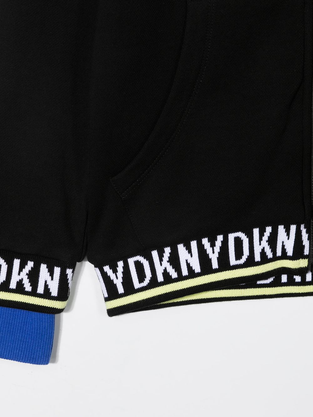 Shop Dkny Logo Zipped Hoodie In Black