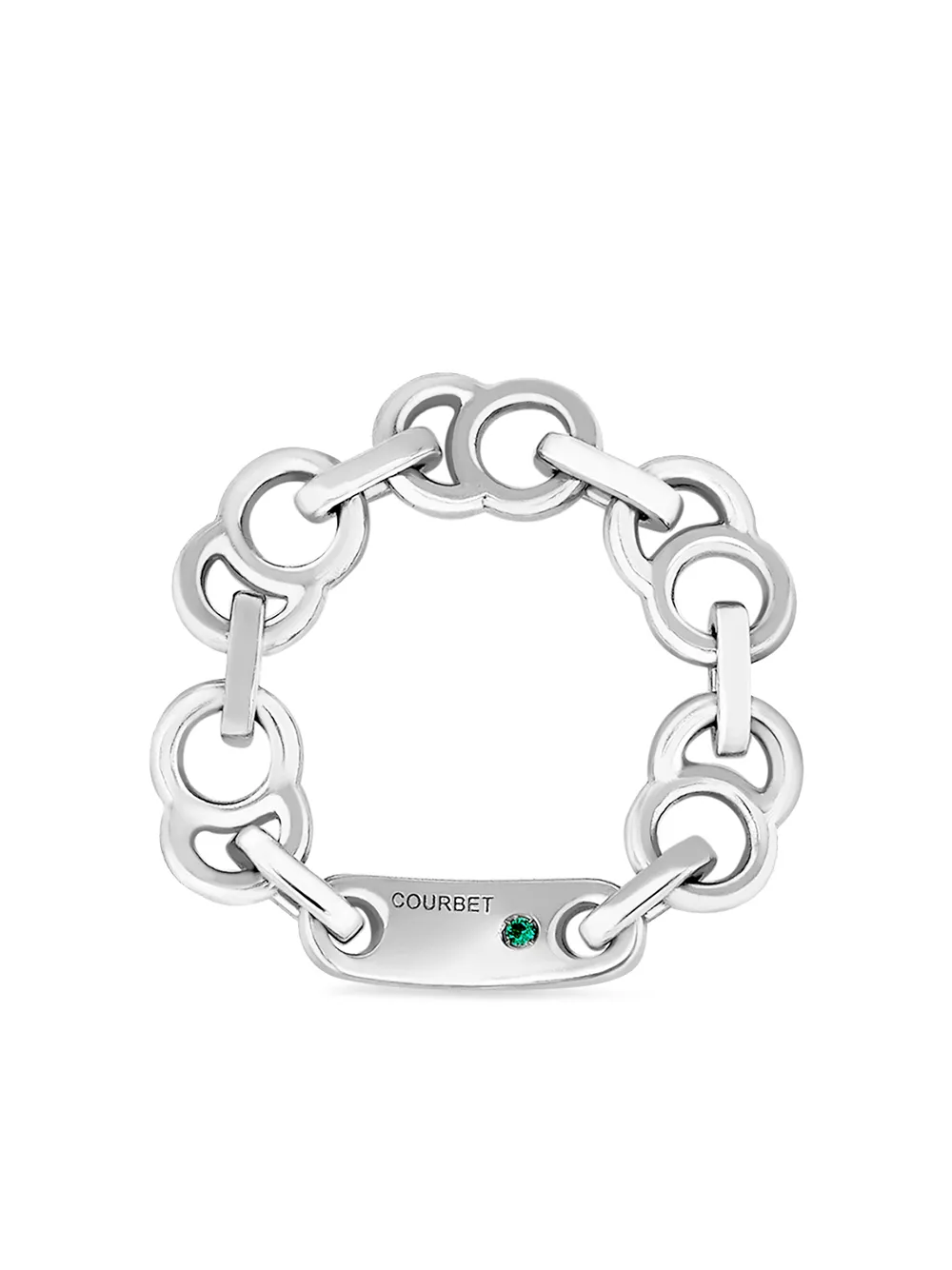 Shop Courbet 18kt Recycled White Gold Celeste Chain Ring In Silver