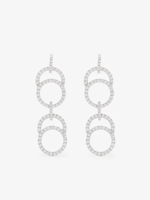 Courbet 18kt recycled white gold Celeste laboratory-grown diamond pavé double hanging earrings