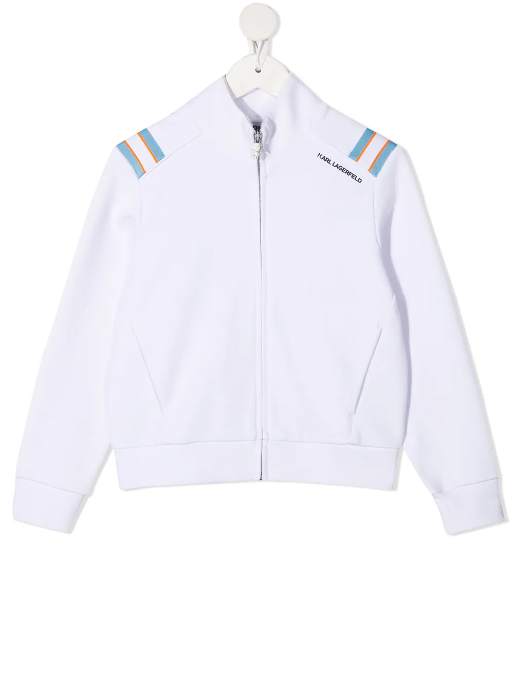 

Karl Lagerfeld Kids chamarra bomber con rayas en los hombros - Blanco